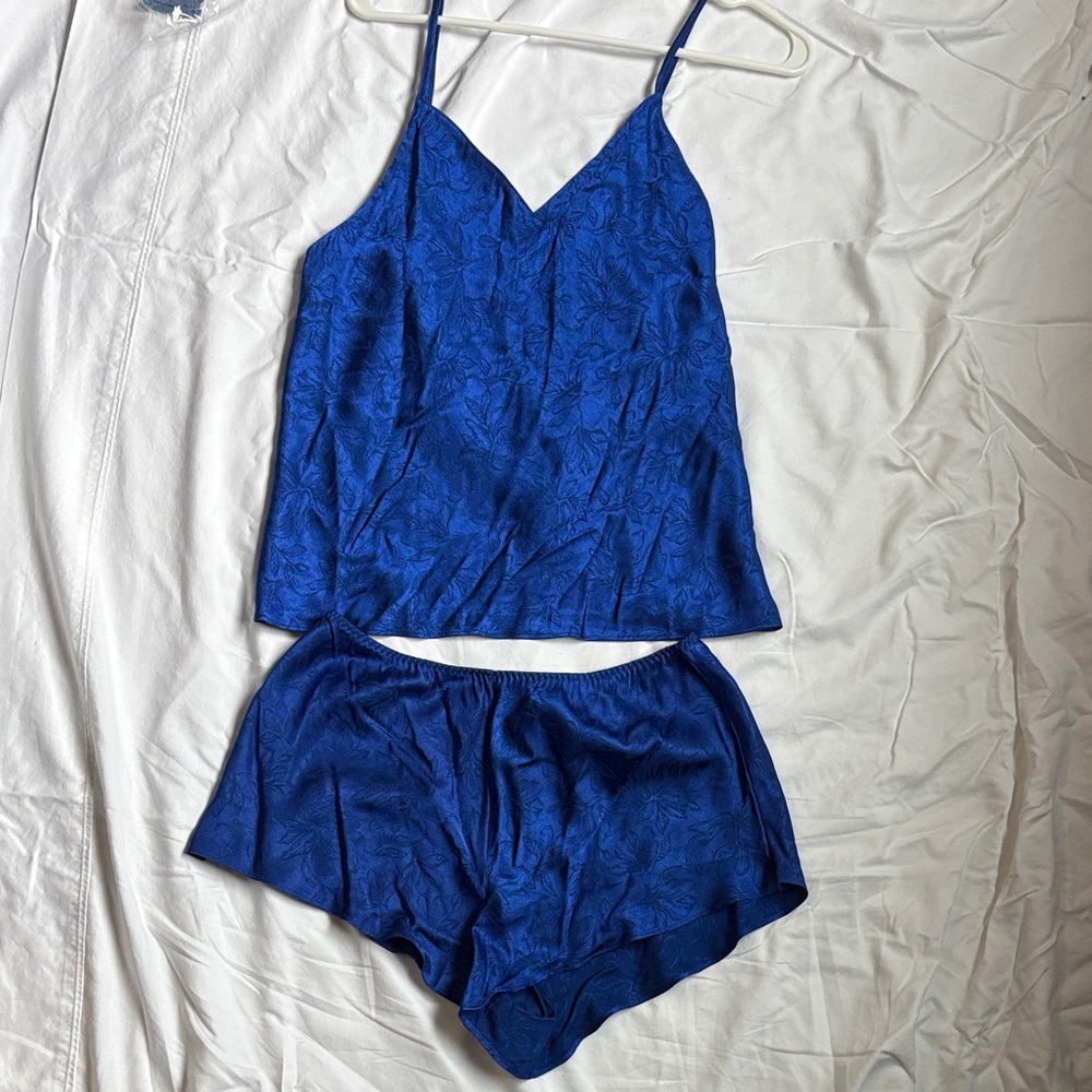 Victoria's Secret Royal Blue Satin Pajama Set